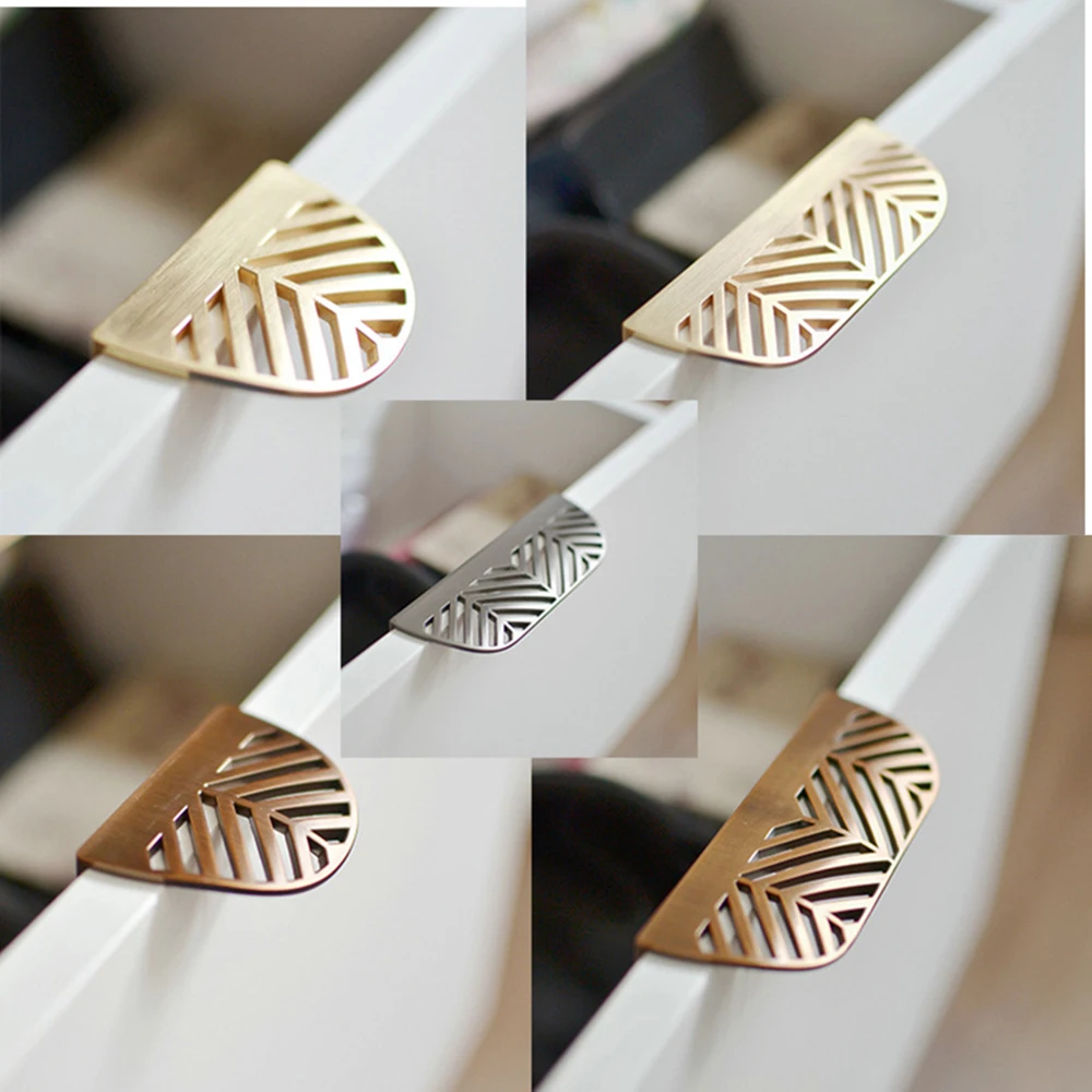 

1 шт. Скрытая латунная дверная ручка в форме листа, ручка для выдвижного ящика, кухонный шкаф, ручка, инструмент для мебели