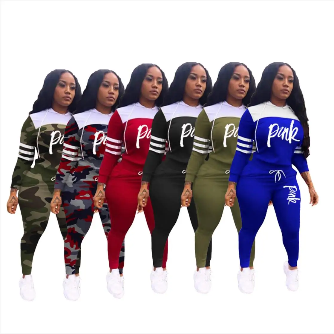 

Pink Letter Print Tracksuits Plus Size 2 Piece Set Women Casual Sweatshirt Pants Sets 2019 Autumn Winter Pink Clothing Sets
