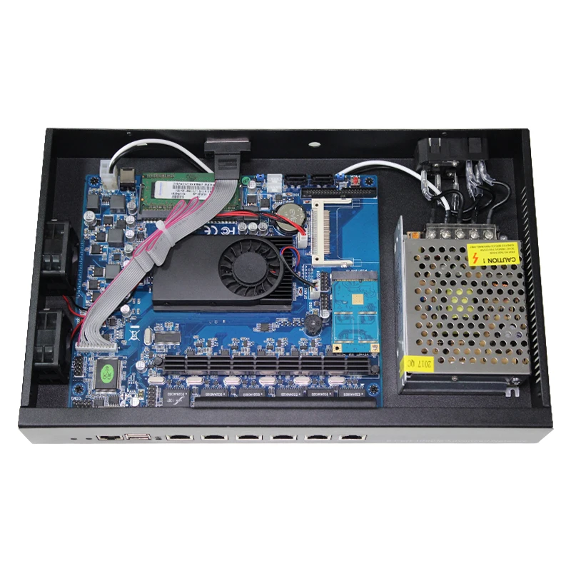 Промышленный компьютер D525 6 гигабитных LAN 2 * USB двухъядерный 13 дюймов прочный