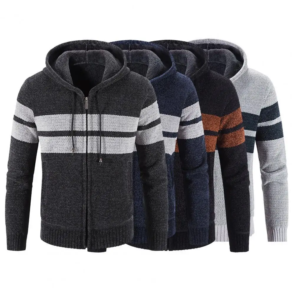

Classic Sweater Coat Stretchy Autumn Winter Men Pockets Knitted Jacket Knitted Jacket Sweater Coat