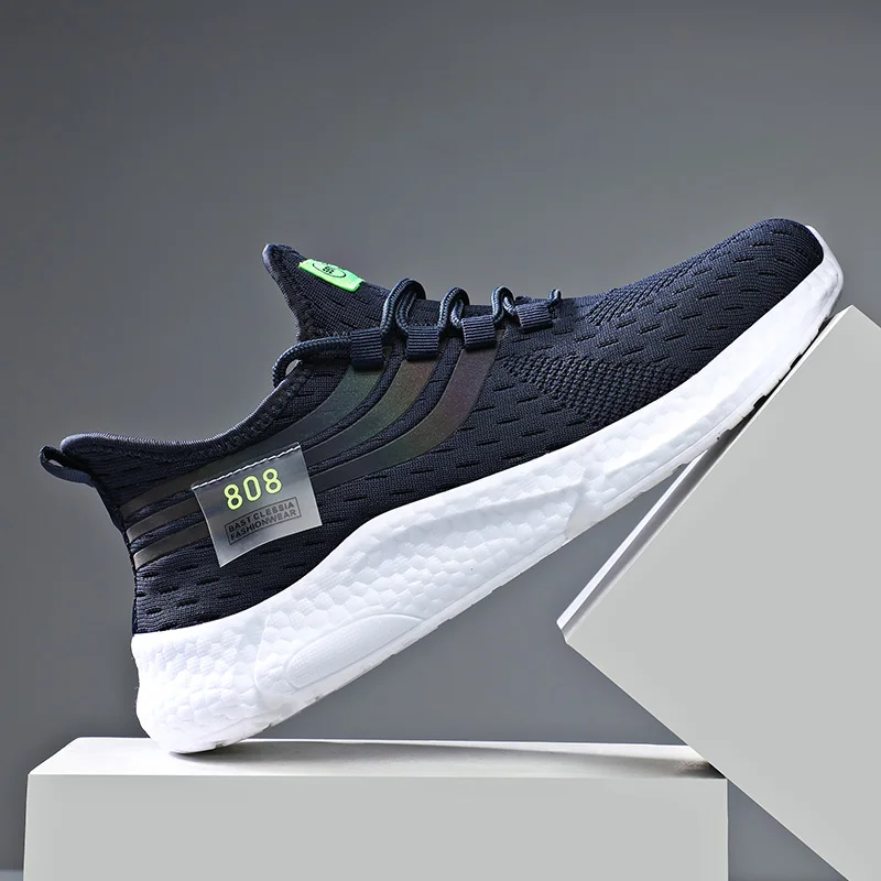 

Comfortable Sports Shoes Men's Sneakers Blue Hot Sale New Breathable Mesh Soft Sole Running Shoes for Men Big Size 39-46