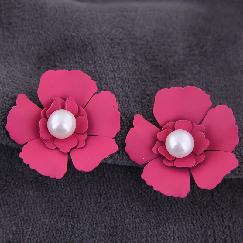 Женские серьги-гвоздики PZMYCS в Корейском стиле с большим цветком серьги зеленого