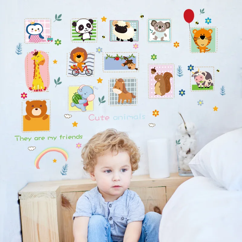 Наклейки на стену с мультяшными персонажами для детской комнаты милая панда тигр