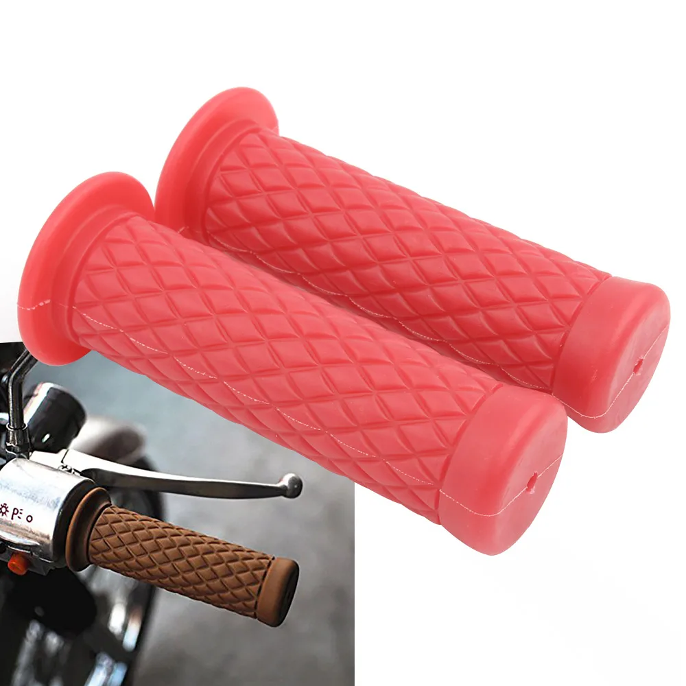 

Универсальные красные резиновые мотоциклетные ручки для Harley Honda Yamaha Motocross Cafe Racer Scooter Cruiser, левые, 22 мм, правые, 24 мм