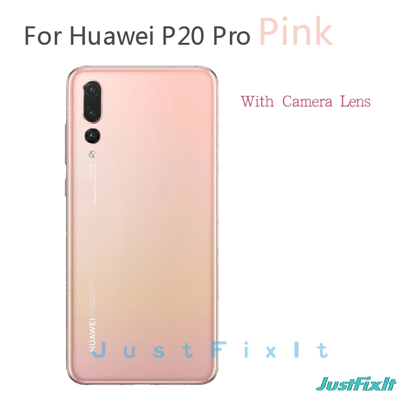 Pink With Lens Для huawei P20 Pro Задняя стеклянная крышка батареи задняя дверь Корпус чехол панель для huawei P20 Pro Задняя стеклянная крышка с объективом камеры - Цвет: Pink With Lens