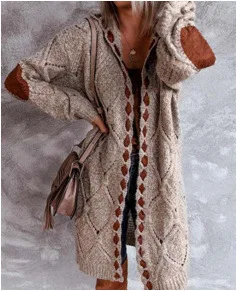 

Женский трикотажный кардиган с длинным рукавом, Длинный Свитер оверсайз, весна