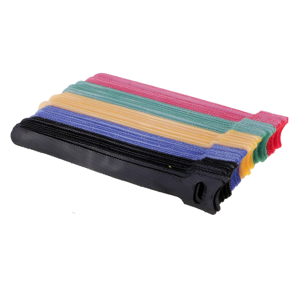 50 шт. прочный нейлоновый цветной ремешок крюк и петля кабельные стяжки