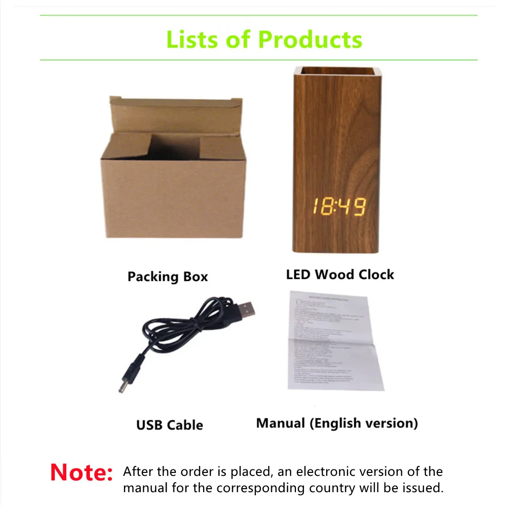 

MXiiXM LED Wood Clock, Smart Alarm Clock for Bedroom Radio Digital Alarm Clock with USB/AAA Powered Electronic Desktop Clocks