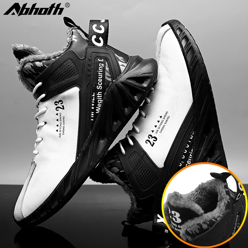 

Abhoth Hiking Shoes Men Sneakers 2021 Winter Plus Velvet Keep Warm Waterproof Training Sneakers Outdoor Anti-Slip Running Shoes