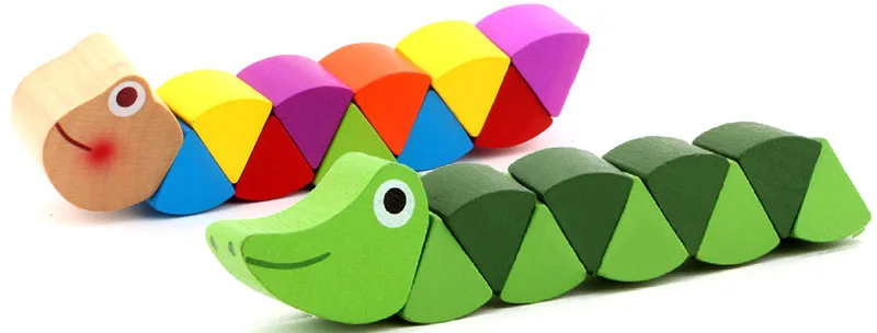 

Wooden Educational Early Education Montessori Toys Color Insect Twist Color Shape Cognitive Color Insect Children's Toy Gifts