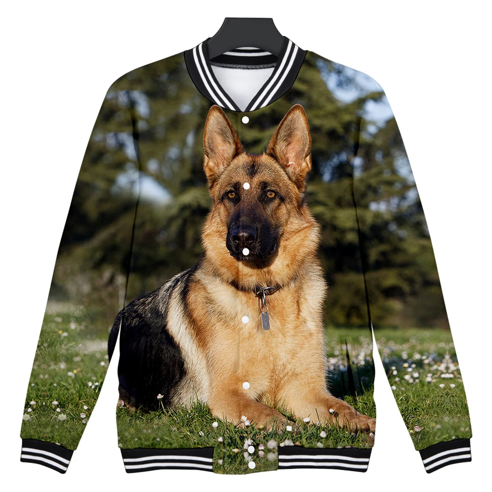 3D куртка немецкая овчарка бейсбольная для мужчин/женщин Осень/Зима Повседневная