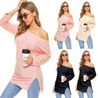 autumn spring women sweaters solid o neck minimalist casual loose pullover knit sweater femme long top womens clothing
