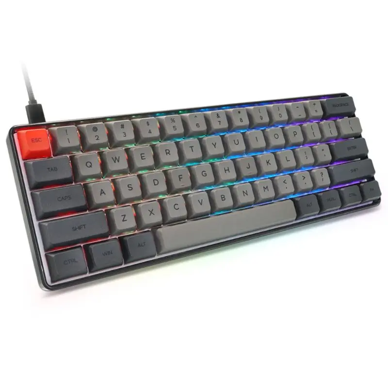 

RGB LED Backlit Wired Mechanical Portable Compact Waterproof Mini Gaming Keyboard 61 PBT Keycaps Gateron Switchs for PC