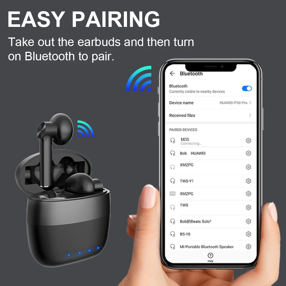 TWS-стереонаушники водонепроницаемые с поддержкой Bluetooth 5 0 и микрофоном |