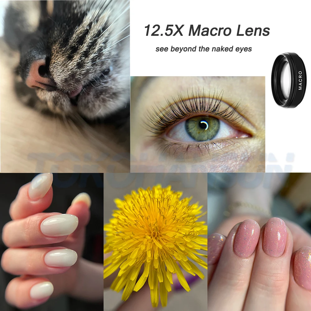 tokohansun phone lens kit 0 45x super wide angle 12 5x super macro lens hd camera lentes for iphone 6s 7 xiaomi all cellphone free global shipping