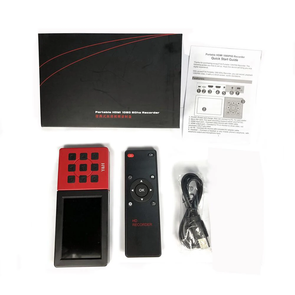 

Ezcap 273A HD Video Recorder Box 1080P 60fps HDMI-compatible to USB Portable Game Capture Box with LCD Screen Dropship