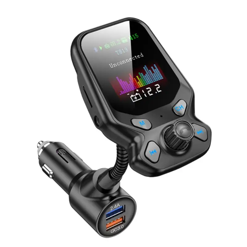 

VODOOL T819 Color Screen 5.0 FM Transmitter Handsfree Car Kit MP3 Player With Dual USB Car Charger For iPhone Samsung