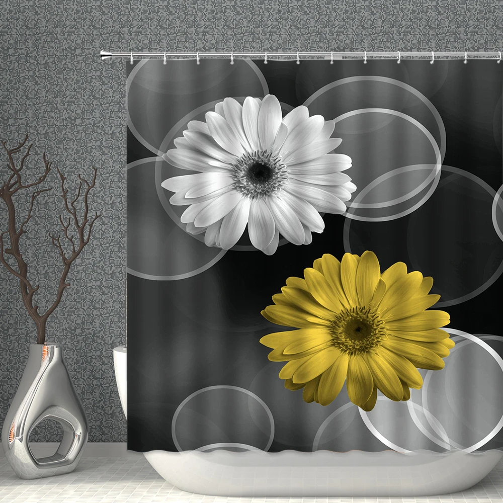 

Plant Shower Curtain Floral Retro Flower Old Wood Grain Vintage Scenery Print Pattern Bathroom Curtain Bath Decor Home With Hook