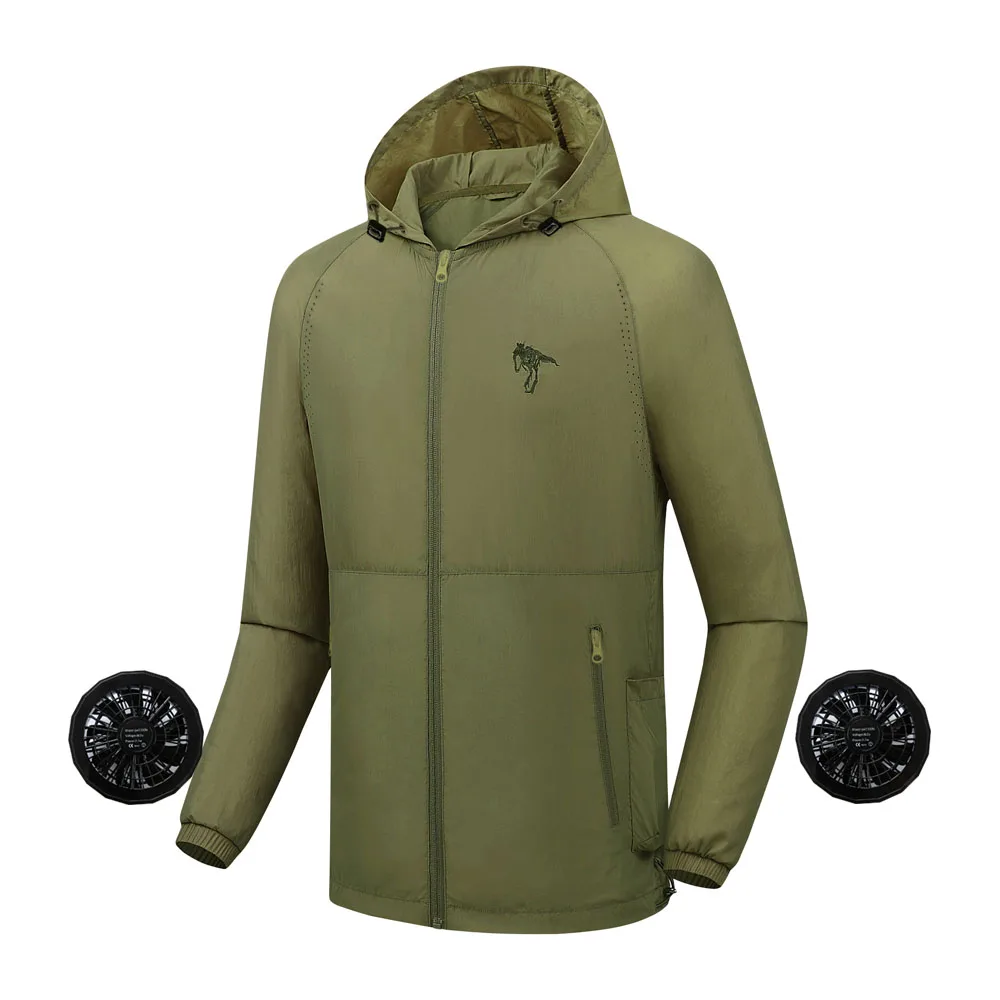 

PARATAGO Outdoor Cooling Fan Jacket Summer Mens Womens USB Charing Air Conditioning Coat Waterproof Hiking Clothing PC141