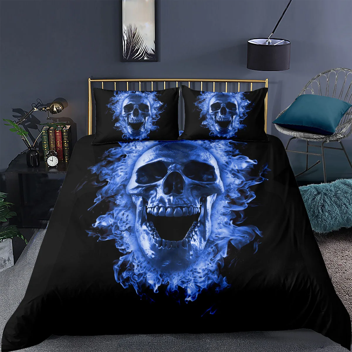

Skull Bedding Set 3d Gothic Styles Bedroom Duvet Cover 2/3pc Horror Comforter Covers King Queen Full Twin Size Home Textiles