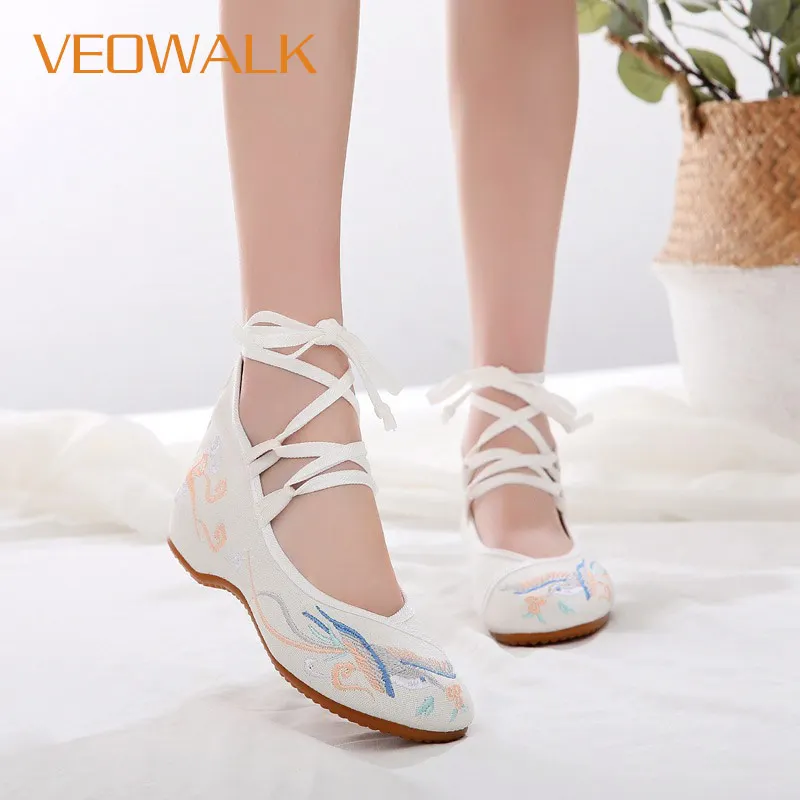 Veowalk/женские балетки на плоской подошве с вышивкой павлина Элегантные женские