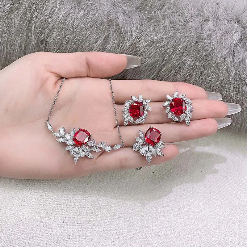 

Jazaz Fine 100% 925 Sterling Silver Sparkling Ruby High Carbon Diamond Wedding Rings Women Anniversary Engagement Party B0772
