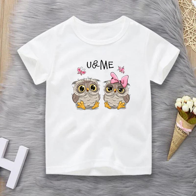 Clipart/семейная Детская футболка с рисунком Совы детская одежда принтом U and Me милые
