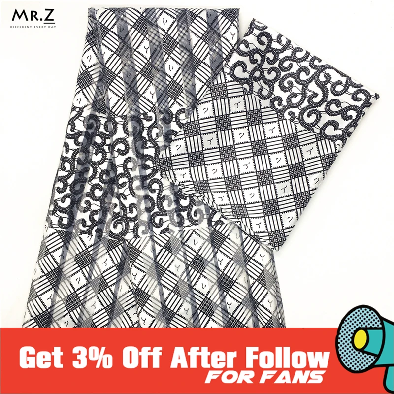 Mr.Z Африканский Воск Анкара ткань в полоску Органза Шелковый воск новейший дизайн