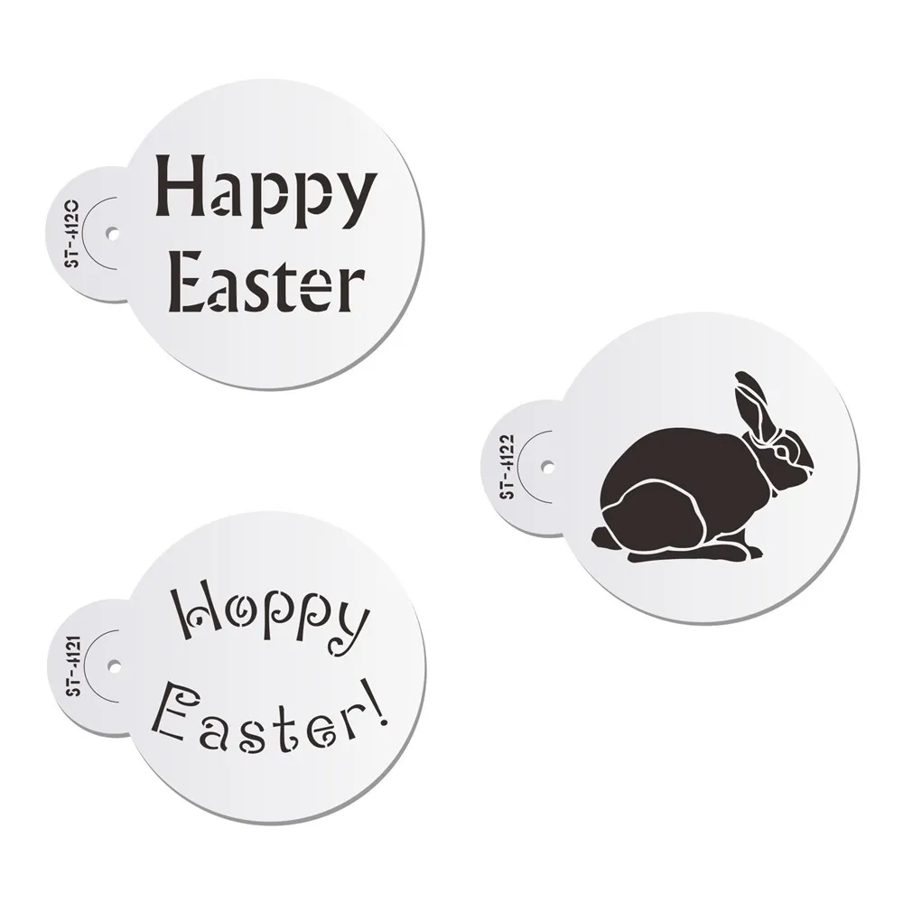 

3pcs/ Set Happy Easter Rabbit Cookie Stencils Celebration Decorative Supplies Fondant Decorations for Cake Baking & Cake Tool