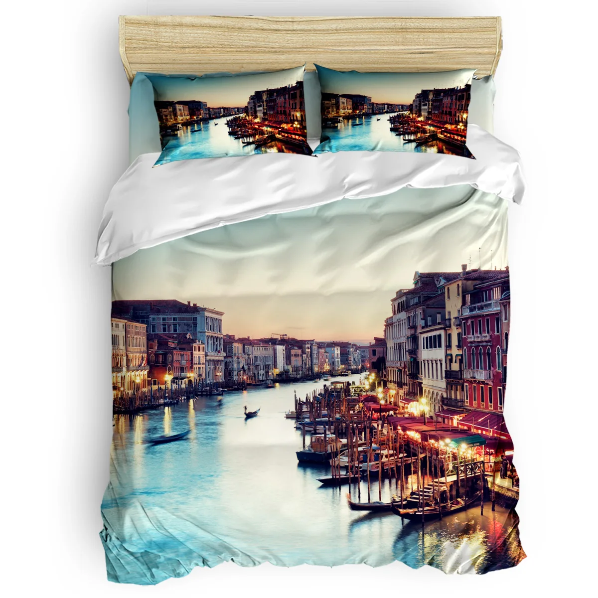 

Италия Романтический город Венеция лодка река Ночной пейзаж пододеяльник набор 2/3/26 шт Комплект постельного белья простыня наволочки