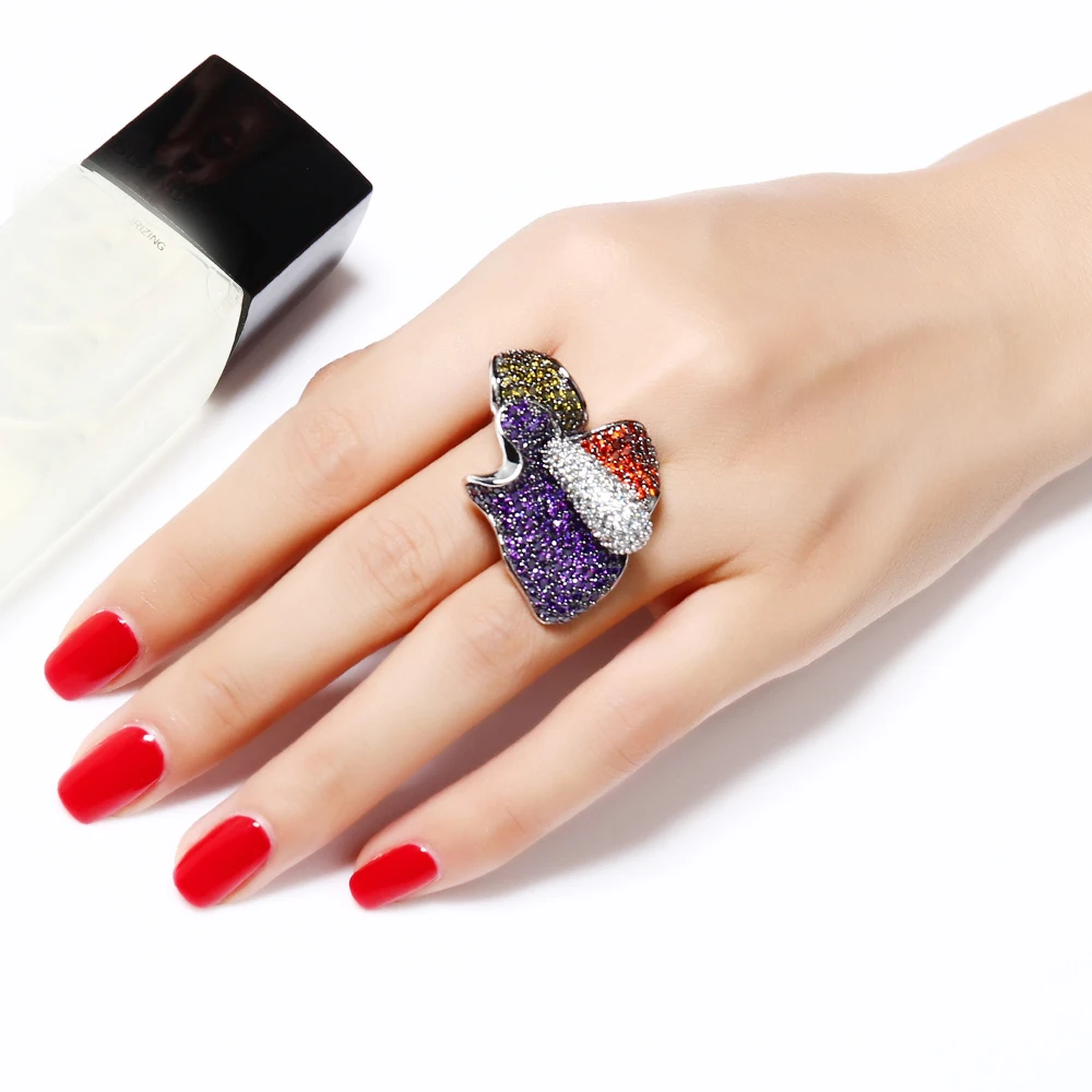 Красивые серьги Olivine с кристаллами Кольцо Ювелирный Набор цветок серьги мульти Циркон черный металл 2 шт Ювелирные наборы для мам подарки