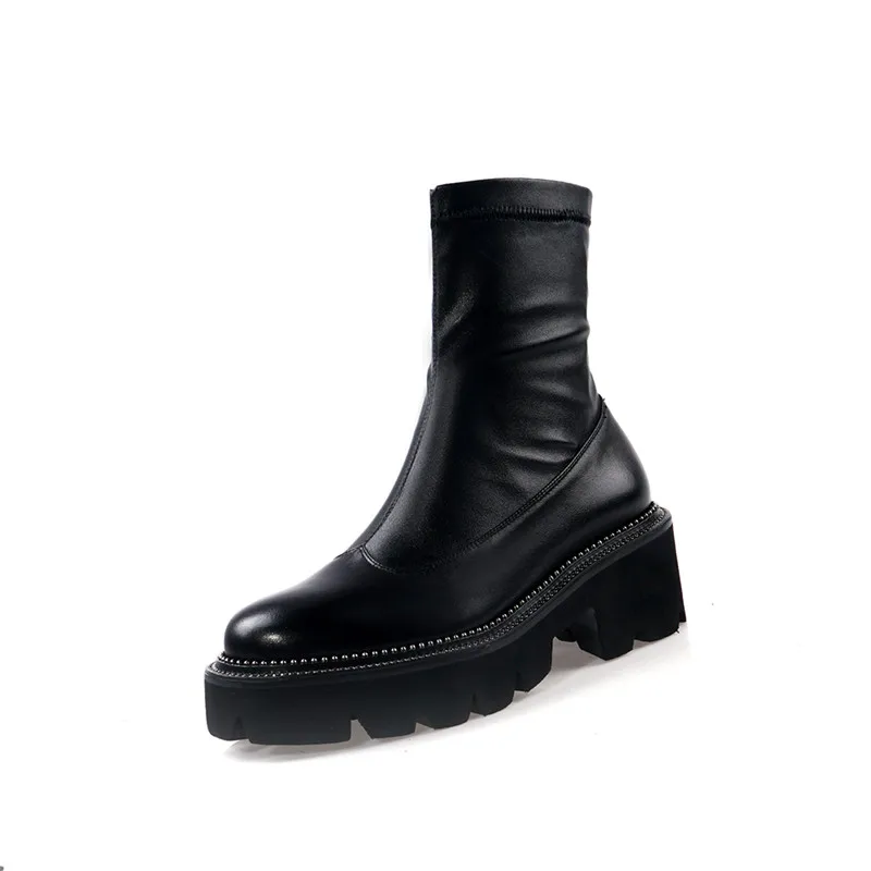 Asumer/Новинка 2022 года Ботильоны Женские ботинки из натуральной кожи на платформе и