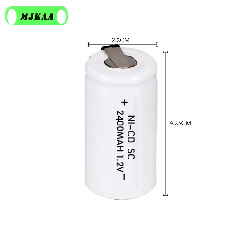 6 шт SubC SC 22420 1 2 V батареи 2400 мАч 22*22*42 Ni CD Перезаряжаемые Батарея с удлинителем