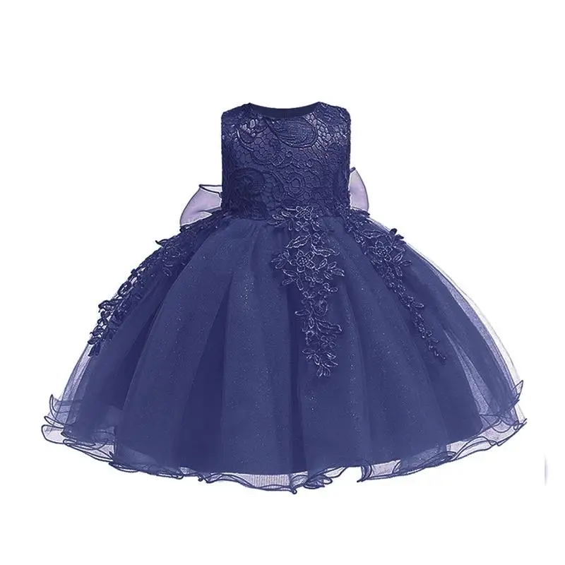 Navy blue Рождественское платье для маленьких девочек 1 год; платья для маленьких девочек на День рождения; роскошное платье принцессы для маленьких девочек на свадьбу и Крещение; vestidos - Цвет: Navy blue