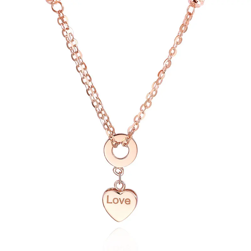 Классический Любовь Сердце Clavicular 18 К чистый настоящий твердый настоящий золотой шарм кулон ожерелье набор для женщин Необычные офисные ювелирные изделия подарок