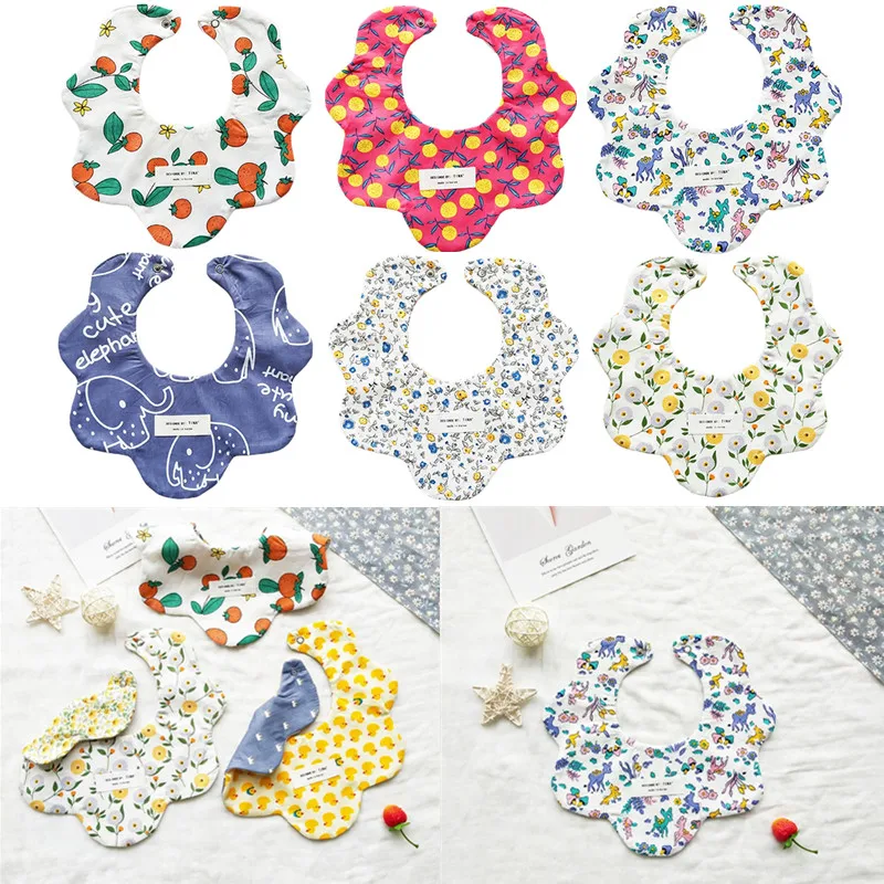 

Soft Cotton Baby Bibs Double-sided Printing Saliva Towel Baby Boys Girls Food Feeding Burp Cloths Apron Bandana Baby Stuff