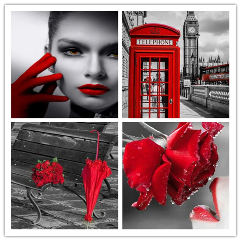 Полное сверление 5d diy Полная квадратная Алмазная вышивка красный и черный серия