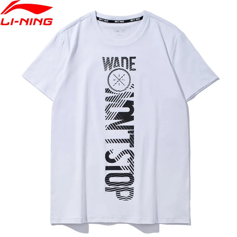 Мужская футболка с коротким рукавом Li-Ning из 95% хлопка 5% спандекса прямой