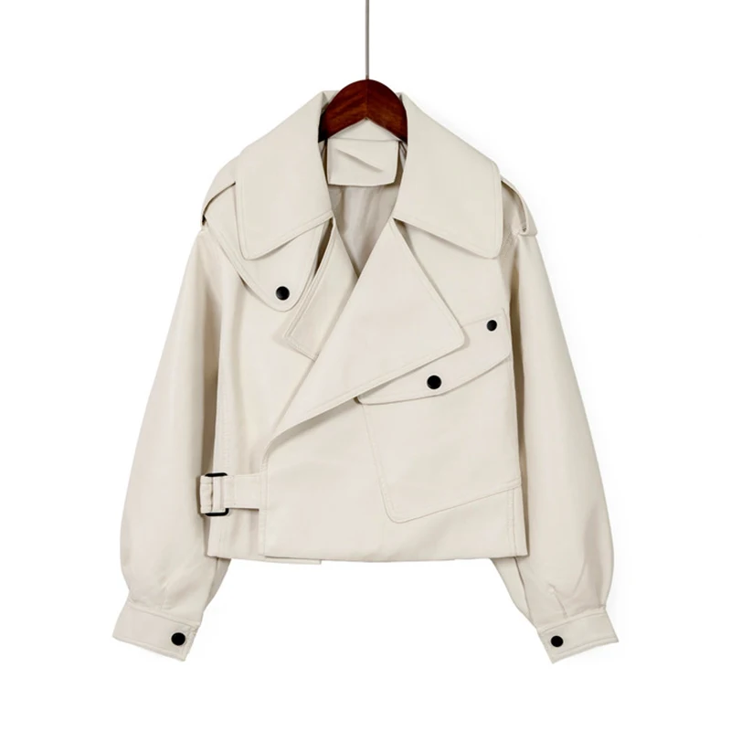 

PADEGAO New Autumn Women Faux Leather Jacket Pu Motorcycle Biker Coat Turndown Collar Loose Streetwear Punk Outerwear PDG1770