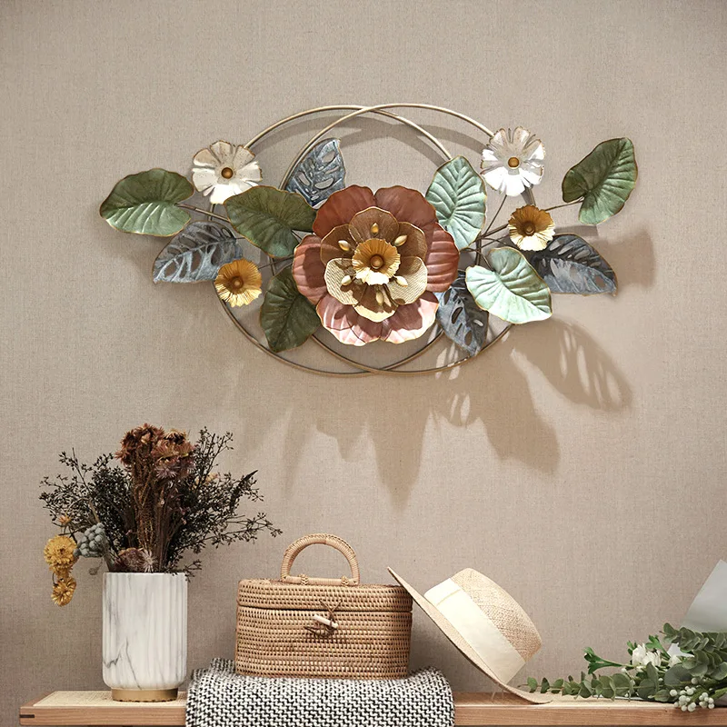 

American Style Iron 3D Flower Wall Decoration Creative Retro Living Room Sofa Background Decoration Handmade Room Decor