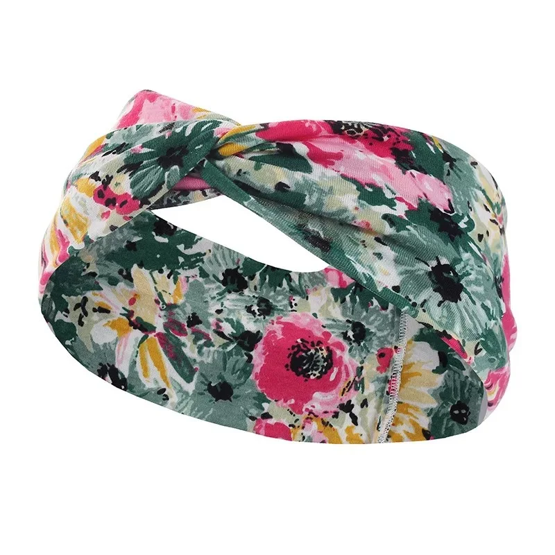 

New Women Print Bandage Hair Bands Headpiece Cross Knot Elastic Turban Headwear Girls Headbands Wide Headwrap Hair Accessories