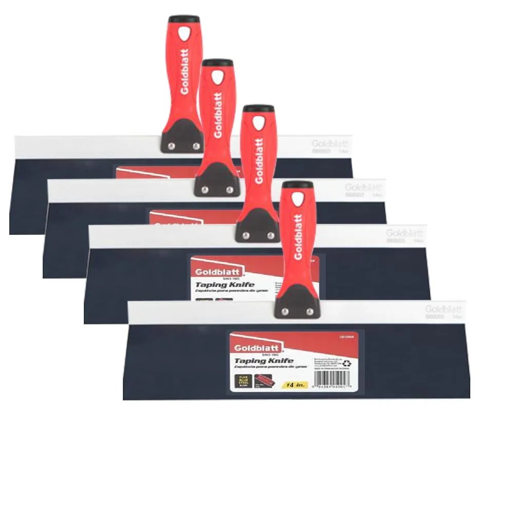 

BRAKEMAN 4 Pack 14 in. Drywall Taping Putty Knife Blue Steel Blade Paint Edger Spackle Spatula Scraper Construction Tools