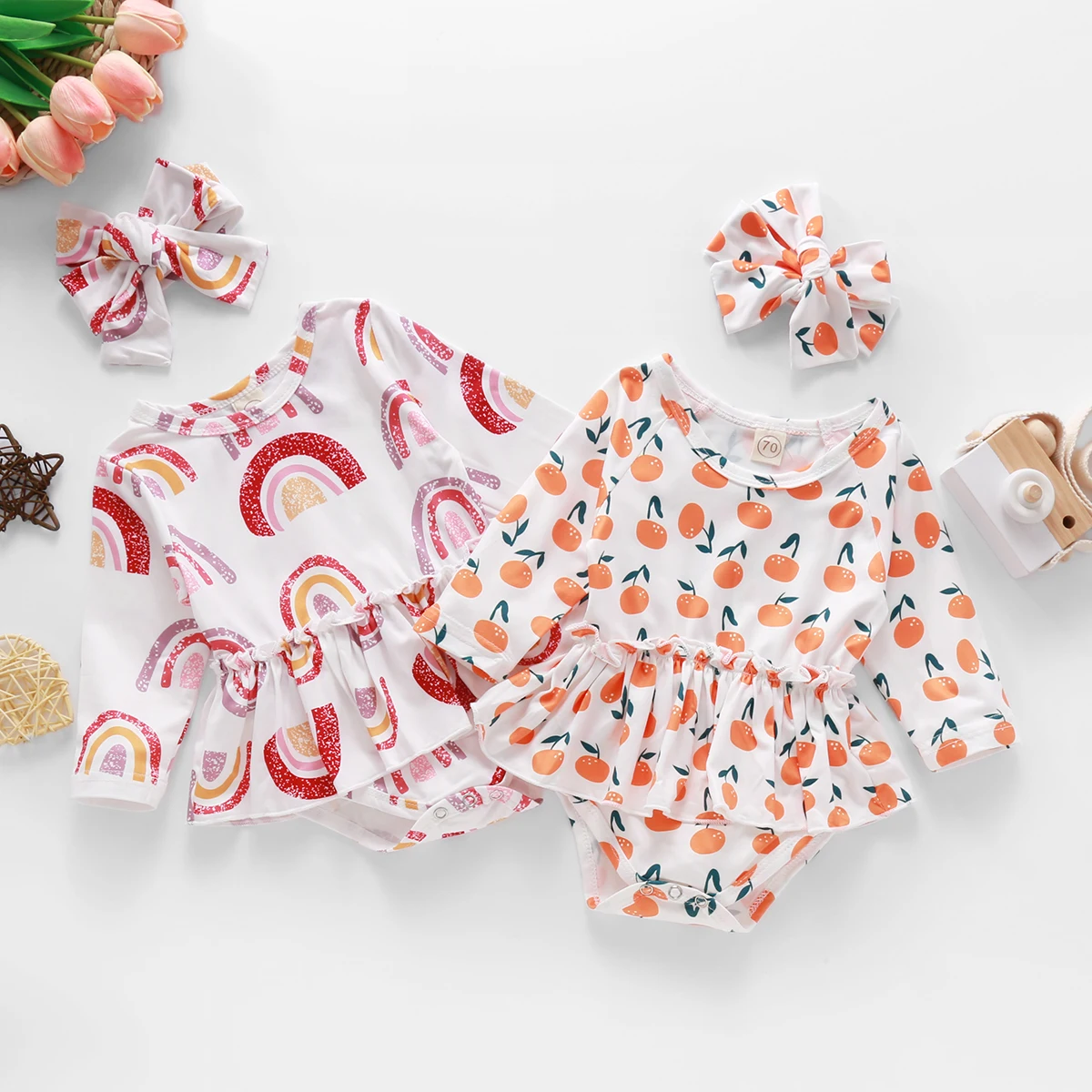 Комбинезон с длинным рукавом и треугольным принтом для маленьких