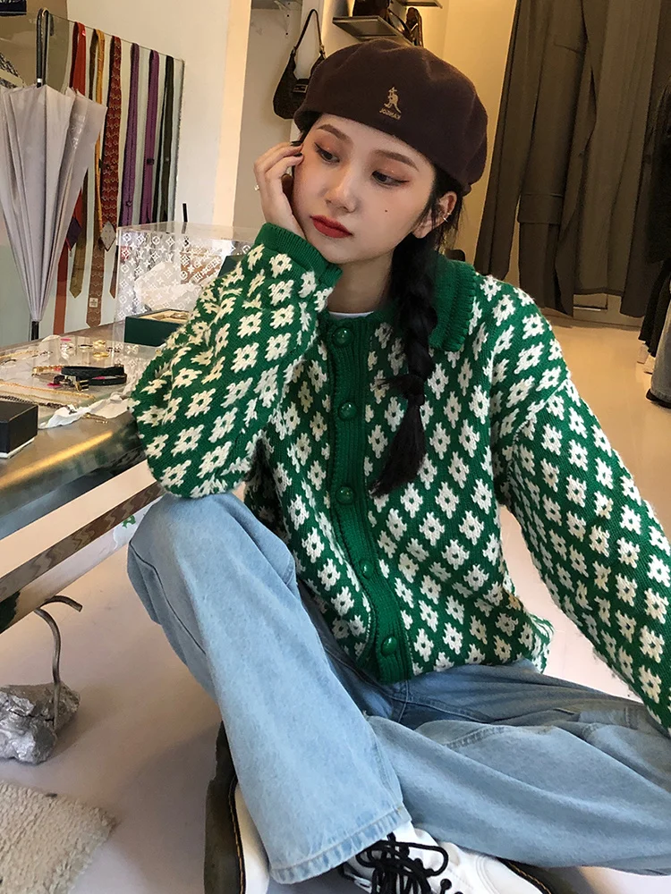 

2021 Autumn Winte Sweater Women Tops Knitted Pullover Korean Style Cardigan Soft Warm Pull Thick Outwear