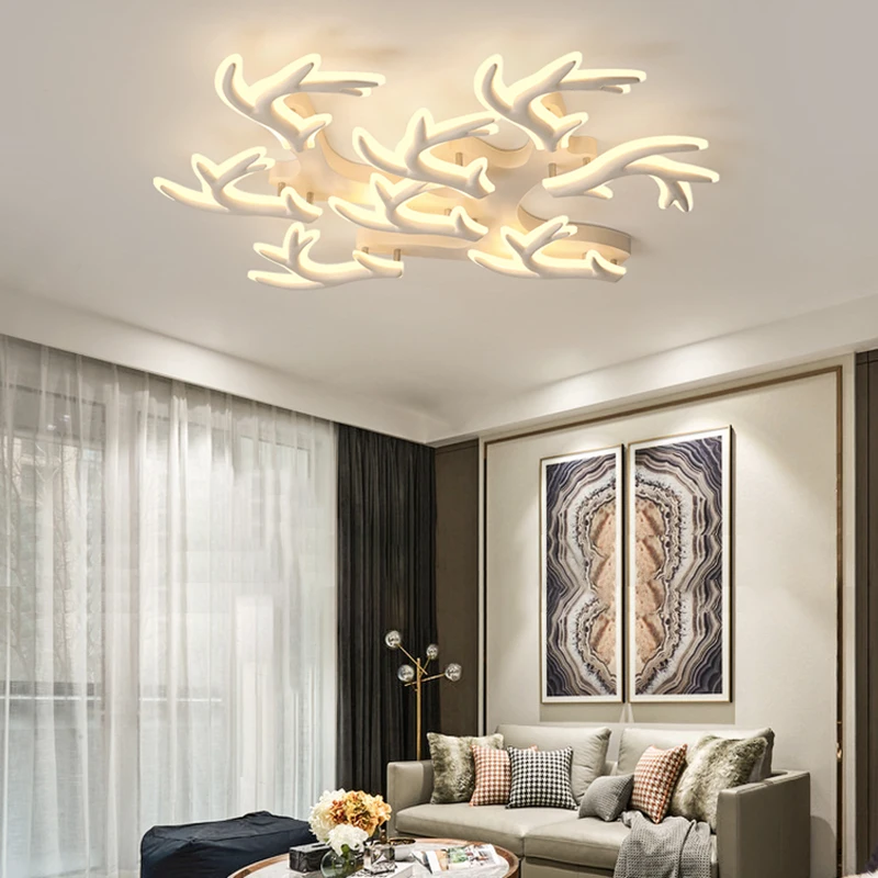 Новинка светильник в форме рогов для гостиной кровати светодиодный потолочный