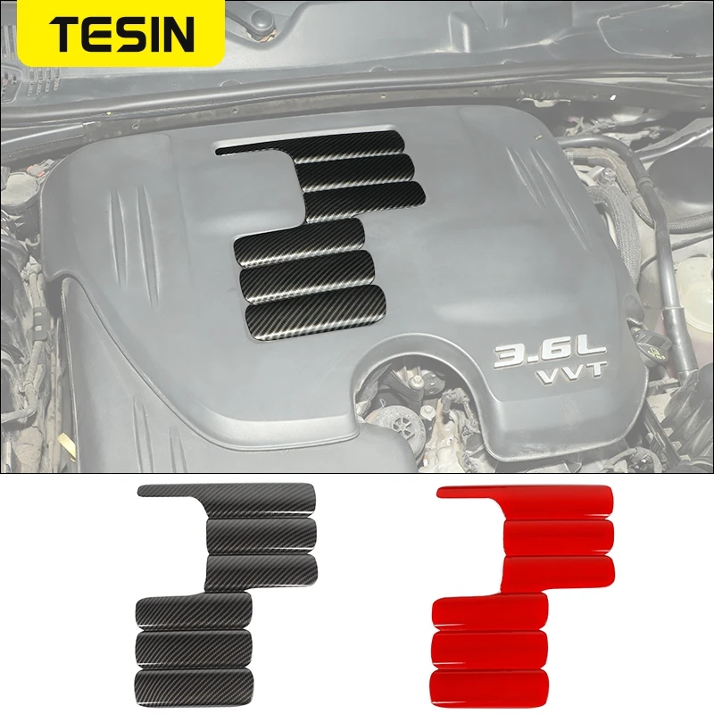 

TESIN ABS Car Engine Hood Cover Decoration Trim Decal Stickers For Dodge Charger Challenger 2009-2021 Car Interior Accessories