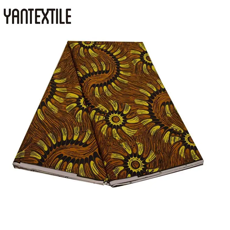 YANTEXTILE 6 ярдов Новая африканская печатная восковая ткань Tissu Africain настоящая восковая африканская ткань Анкара полиэстер нигерийская восковая ткань - Цвет: 19080012