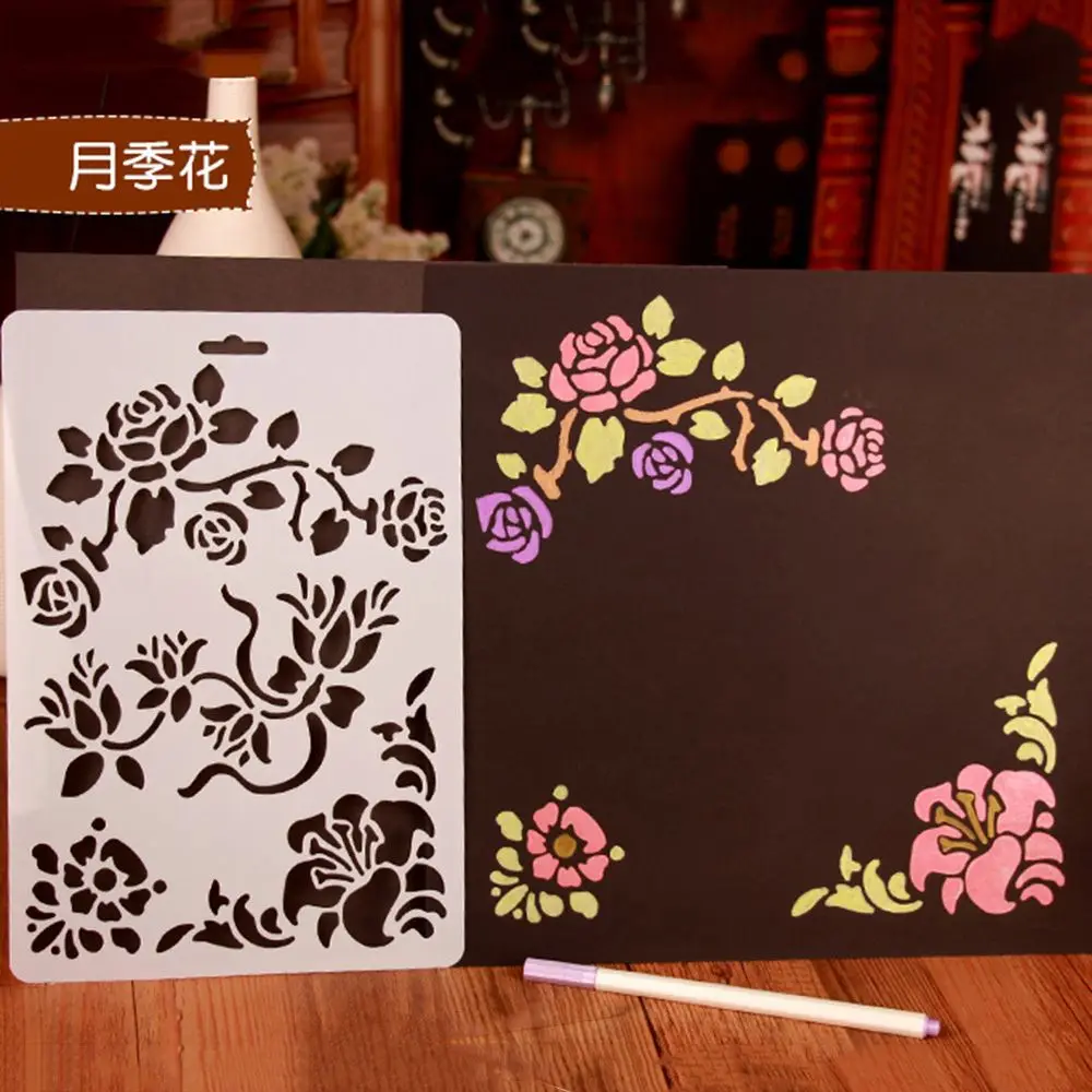 DIY ремесло птица цветы многослойные трафареты для стен живопись штампованная