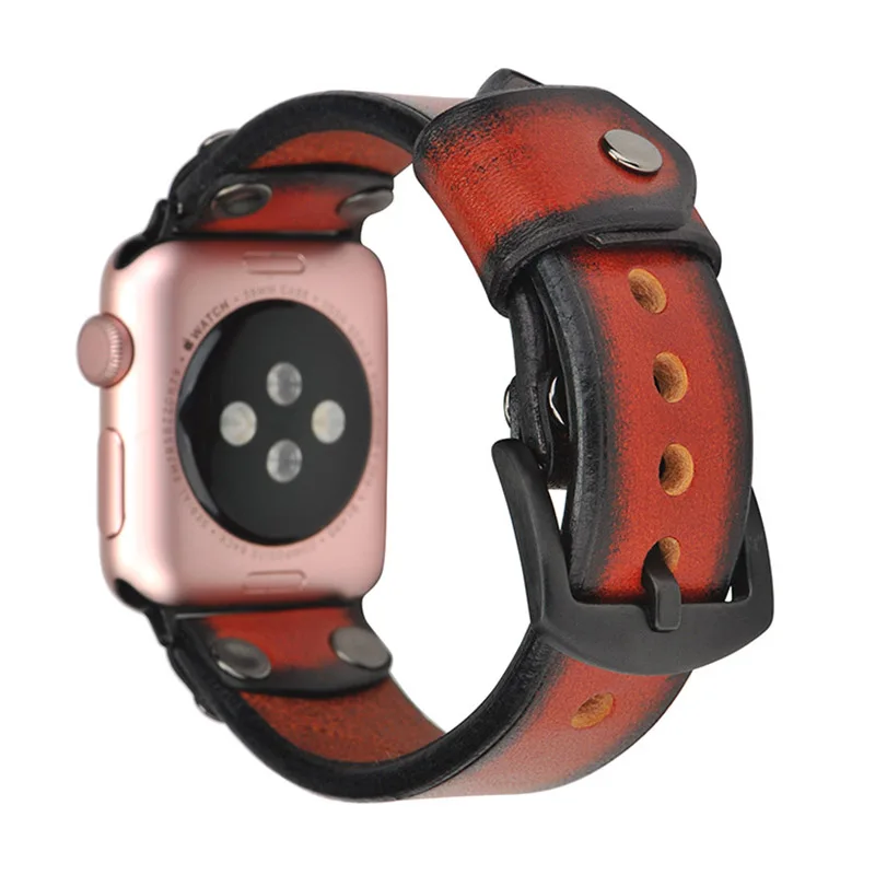 Ретро кисточка растительного дубления кожаный ремешок для Apple Watch 4/3 спортивные