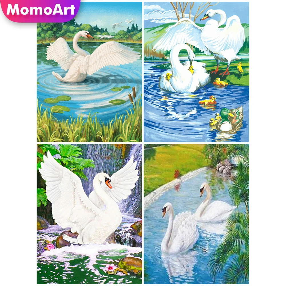 

MomoArt Full Square Diamond Embroidery Swan 5D DIY Diamond Painting Animal Mosaic Picture Cross Stitch Kits Handmade Hobby